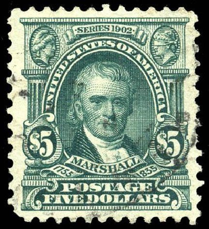 US Stamps Values Scott #313: 1903 US$5.00 Marshall. Matthew Bennett International, Apr 2008, Sale 326, Lot 316
