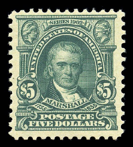 US Stamps Price Scott Catalogue 313: 1903 US$5.00 Marshall. Matthew Bennett International, Sep 2010, Sale 331, Lot 686
