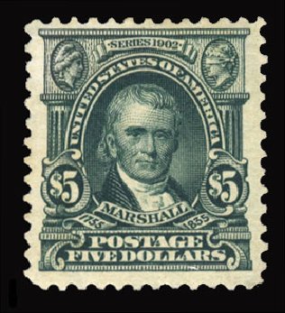 US Stamps Prices Scott 313: US$5.00 1903 Marshall. Cherrystone Auctions, Jun 2012, Sale 201206, Lot 116