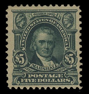 Costs of US Stamp Scott Cat. 313: US$5.00 1903 Marshall. Cherrystone Auctions, Oct 2012, Sale 201210, Lot 126