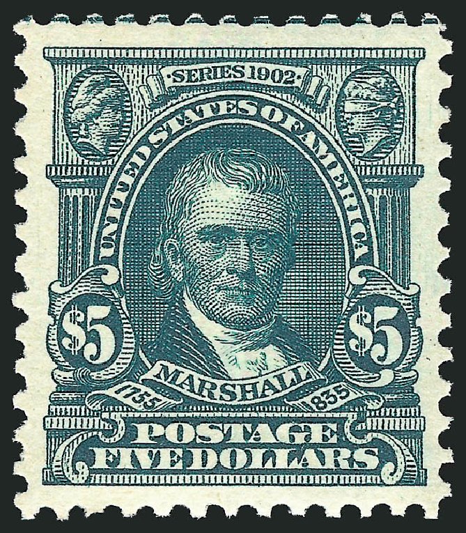 US Stamp Values Scott Cat. #313 - US$5.00 1903 Marshall. Robert Siegel Auction Galleries, May 2013, Sale 1044, Lot 236