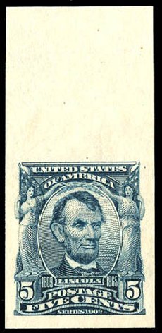 Cost of US Stamps Scott Cat. #315 - 5c 1908 Lincoln Imperf. Matthew Bennett International, Jun 2008, Sale 328, Lot 857