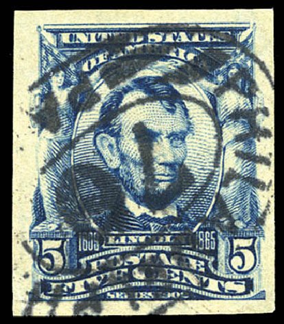 US Stamps Value Scott Cat. #315 - 5c 1908 Lincoln Imperf. Matthew Bennett International, Sep 2011, Sale 338, Lot 1917