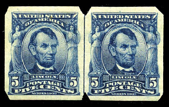 US Stamp Price Scott # 315 - 5c 1908 Lincoln Imperf. Matthew Bennett International, Feb 2012, Sale 340, Lot 397