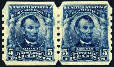 US Stamp Prices Scott Catalog #315: 5c 1908 Lincoln Imperf. Harmer-Schau Auction Galleries, Aug 2011, Sale 90, Lot 1897