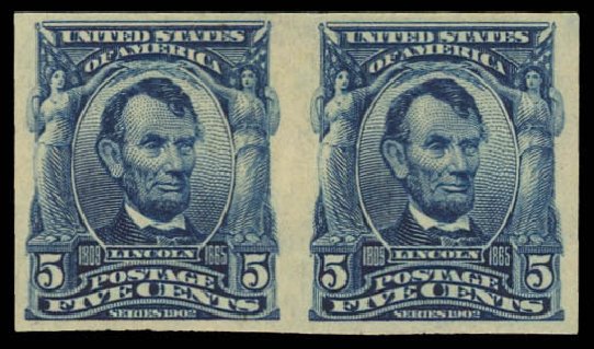 Costs of US Stamps Scott Catalogue # 315 - 5c 1908 Lincoln Imperf. Daniel Kelleher Auctions, Aug 2012, Sale 631, Lot 1067