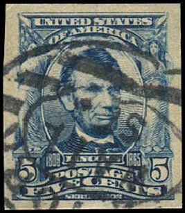 US Stamp Values Scott #315 - 5c 1908 Lincoln Imperf. Regency-Superior, Nov 2014, Sale 108, Lot 677