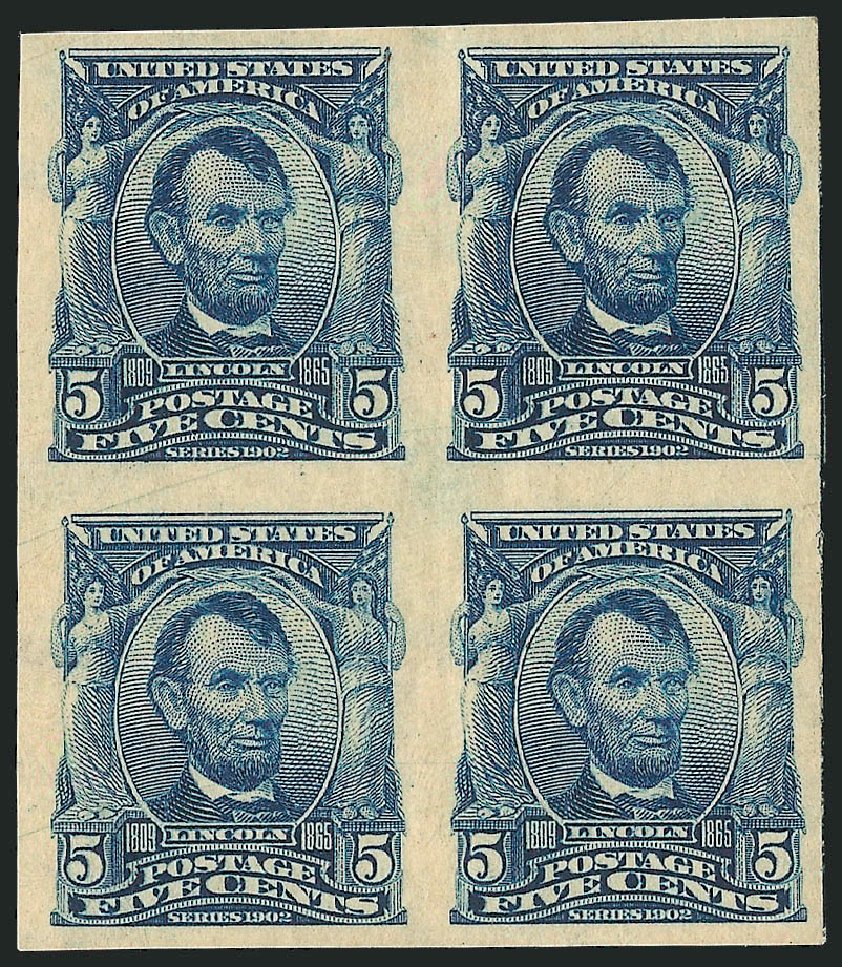 Costs of US Stamps Scott Catalog #315: 1908 5c Lincoln Imperf. Robert Siegel Auction Galleries, Nov 2013, Sale 1061, Lot 3837