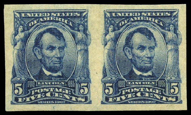 US Stamps Prices Scott Cat. #315: 5c 1908 Lincoln Imperf. Matthew Bennett International, Mar 2011, Sale 337, Lot 2788
