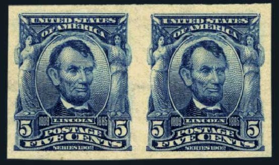 Costs of US Stamps Scott Catalogue #315 - 5c 1908 Lincoln Imperf. Harmer-Schau Auction Galleries, Aug 2014, Sale 102, Lot 1968