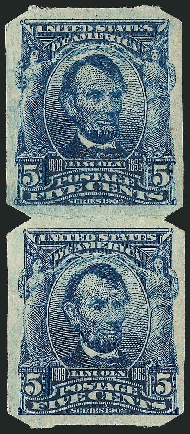 Values of US Stamp Scott Catalogue # 315: 5c 1908 Lincoln Imperf. Robert Siegel Auction Galleries, Apr 2014, Sale 1068, Lot 238