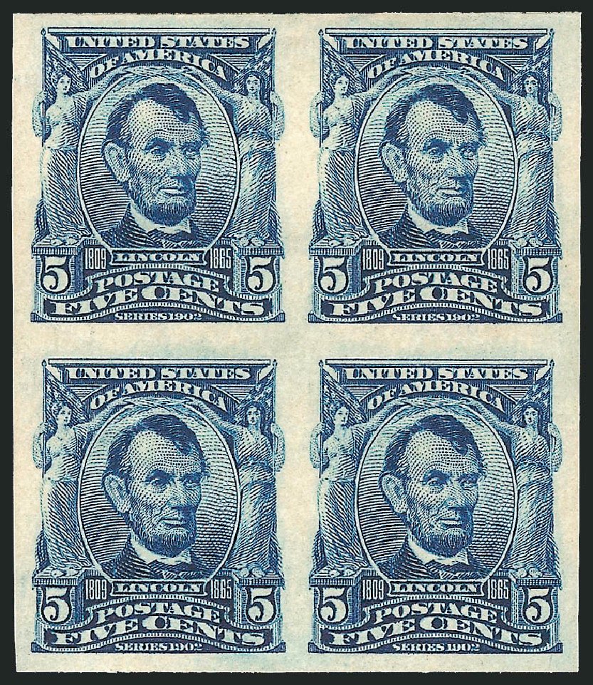 US Stamps Values Scott 315: 5c 1908 Lincoln Imperf. Robert Siegel Auction Galleries, Apr 2010, Sale 984, Lot 778
