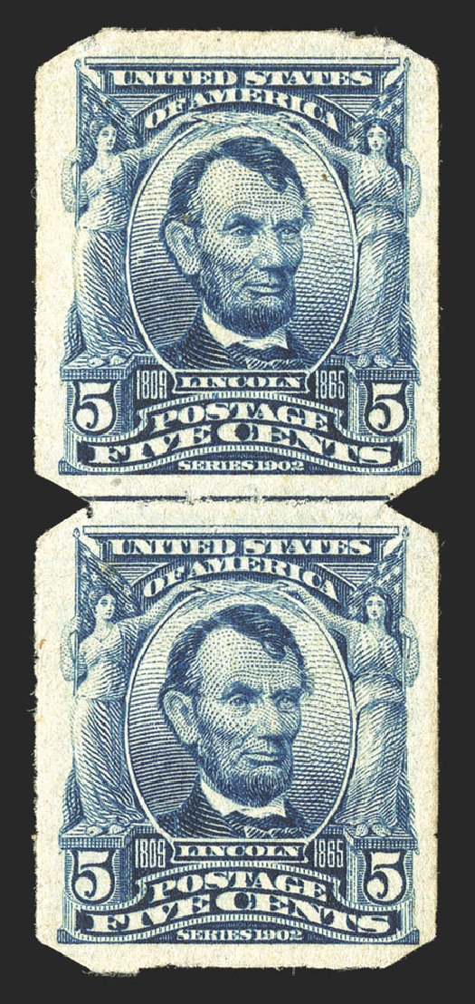 US Stamp Values Scott 315 - 5c 1908 Lincoln Imperf. Spink Shreves Galleries, Nov 2012, Sale 141, Lot 128