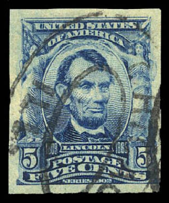 US Stamps Prices Scott Catalog 315 - 5c 1908 Lincoln Imperf. Matthew Bennett International, Mar 2011, Sale 337, Lot 2789