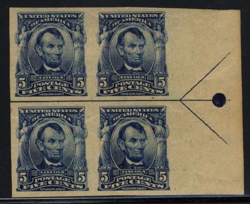 Values of US Stamp Scott Catalogue #315: 5c 1908 Lincoln Imperf. Cherrystone Auctions, Mar 2008, Sale 200803, Lot 249
