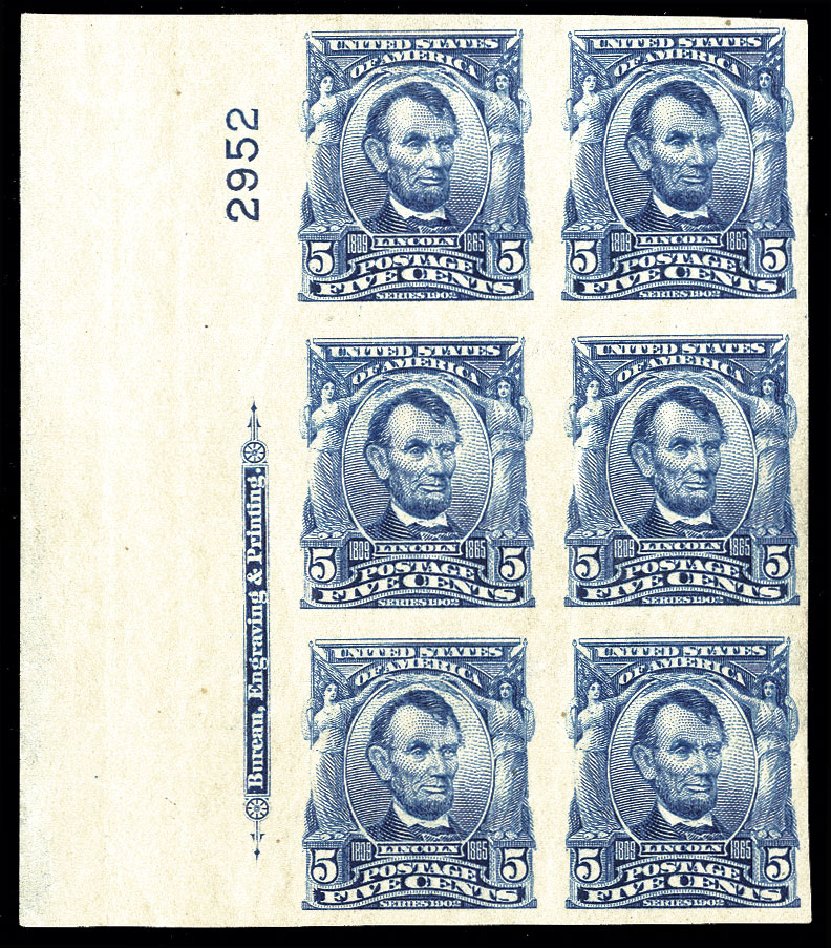 US Stamps Price Scott Cat. #315: 5c 1908 Lincoln Imperf. Cherrystone Auctions, Apr 2009, Sale 200904, Lot 69