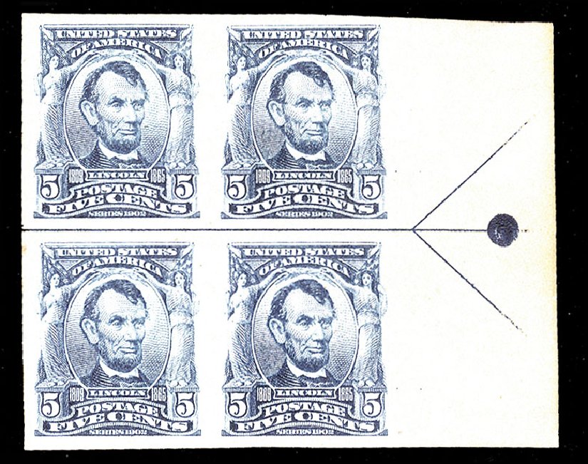 US Stamp Price Scott Catalogue # 315: 5c 1908 Lincoln Imperf. Cherrystone Auctions, Jul 2010, Sale 201007, Lot 49