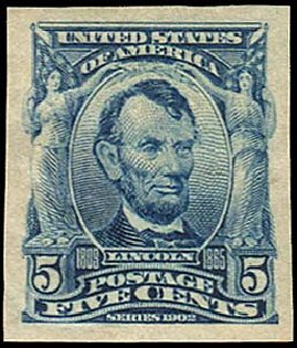 US Stamp Values Scott 315: 5c 1908 Lincoln Imperf. Regency-Superior, Nov 2014, Sale 108, Lot 679