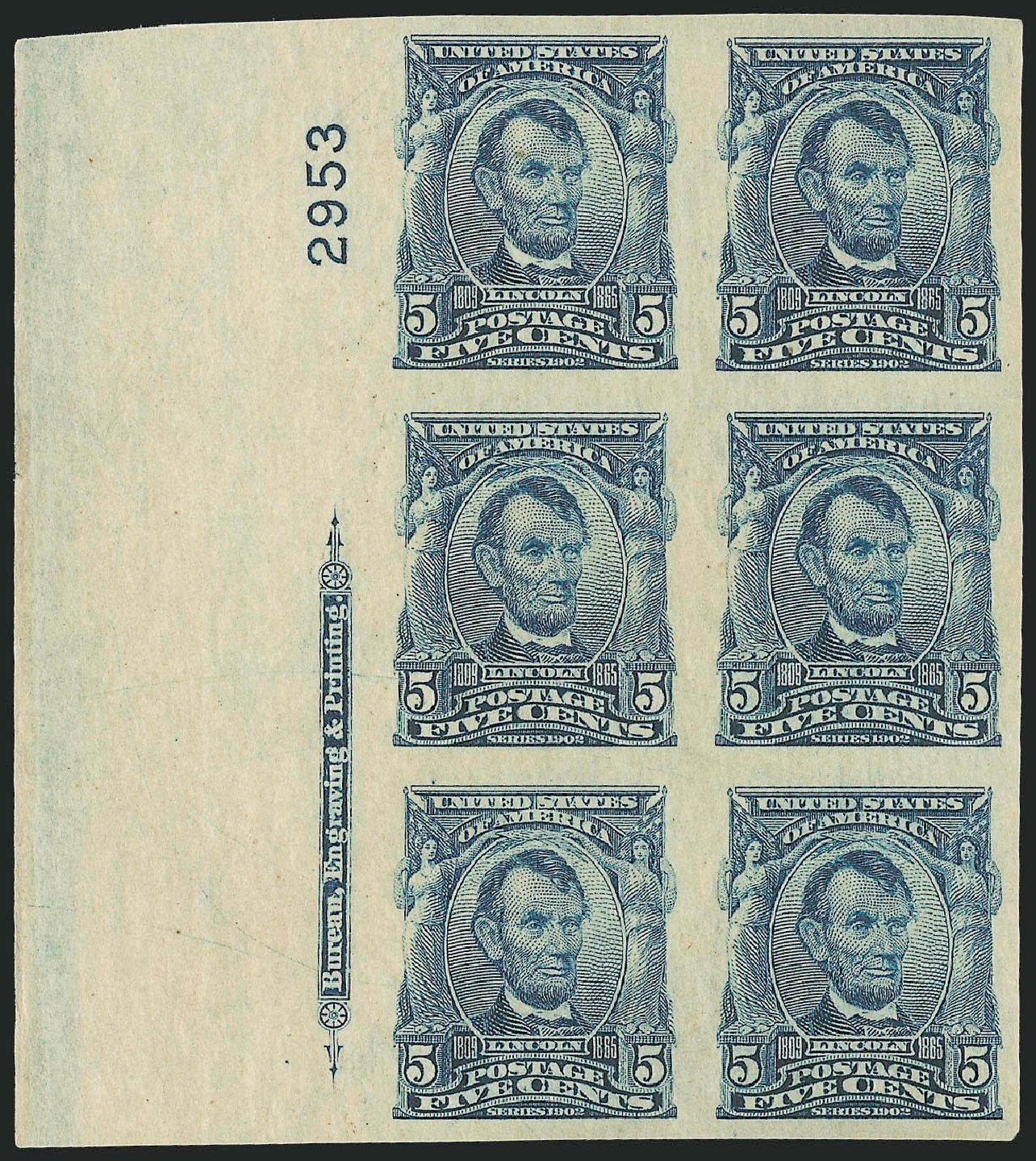 Prices of US Stamp Scott Catalog #315 - 1908 5c Lincoln Imperf. Robert Siegel Auction Galleries, Dec 2010, Sale 1000, Lot 1189