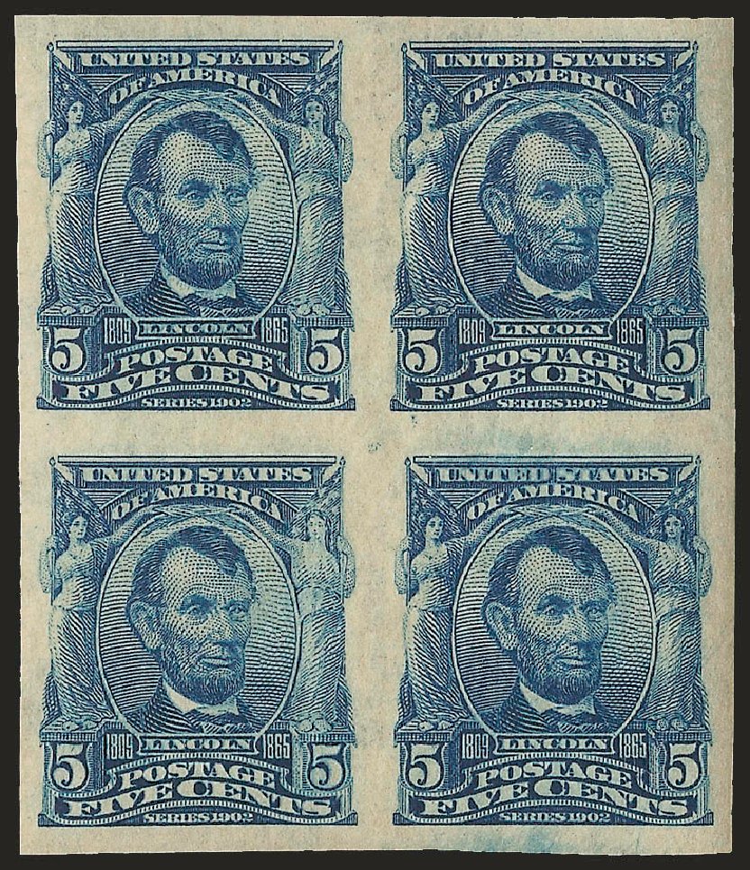 US Stamps Values Scott # 315 - 5c 1908 Lincoln Imperf. Robert Siegel Auction Galleries, Apr 2010, Sale 984, Lot 779