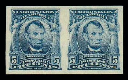US Stamp Prices Scott Catalogue # 315 - 5c 1908 Lincoln Imperf. Matthew Bennett International, Dec 2007, Sale 325, Lot 1940