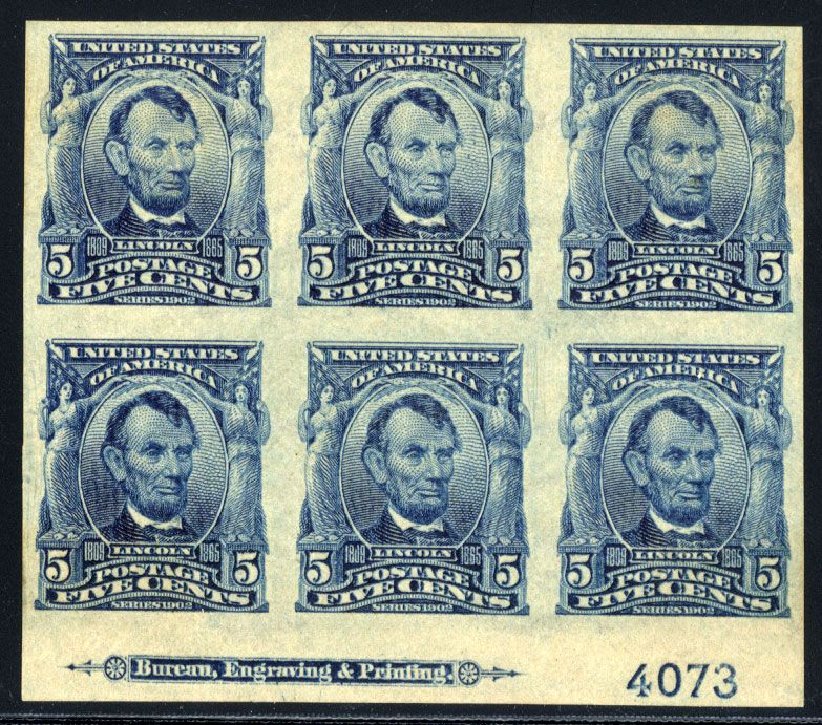 US Stamp Price Scott Cat. # 315: 1908 5c Lincoln Imperf. Cherrystone Auctions, Mar 2008, Sale 200803, Lot 250