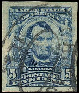 US Stamp Values Scott Catalogue 315: 1908 5c Lincoln Imperf. Regency-Superior, Jan 2015, Sale 109, Lot 1100