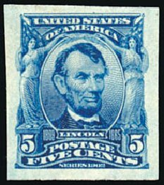 US Stamps Price Scott Catalogue # 315 - 1908 5c Lincoln Imperf. Schuyler J. Rumsey Philatelic Auctions, Apr 2015, Sale 60, Lot 2320