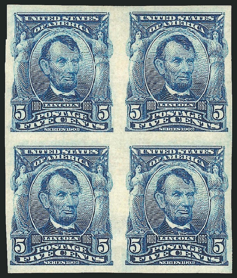 Values of US Stamp Scott Catalogue # 315 - 1908 5c Lincoln Imperf. Robert Siegel Auction Galleries, Mar 2013, Sale 1040, Lot 1680
