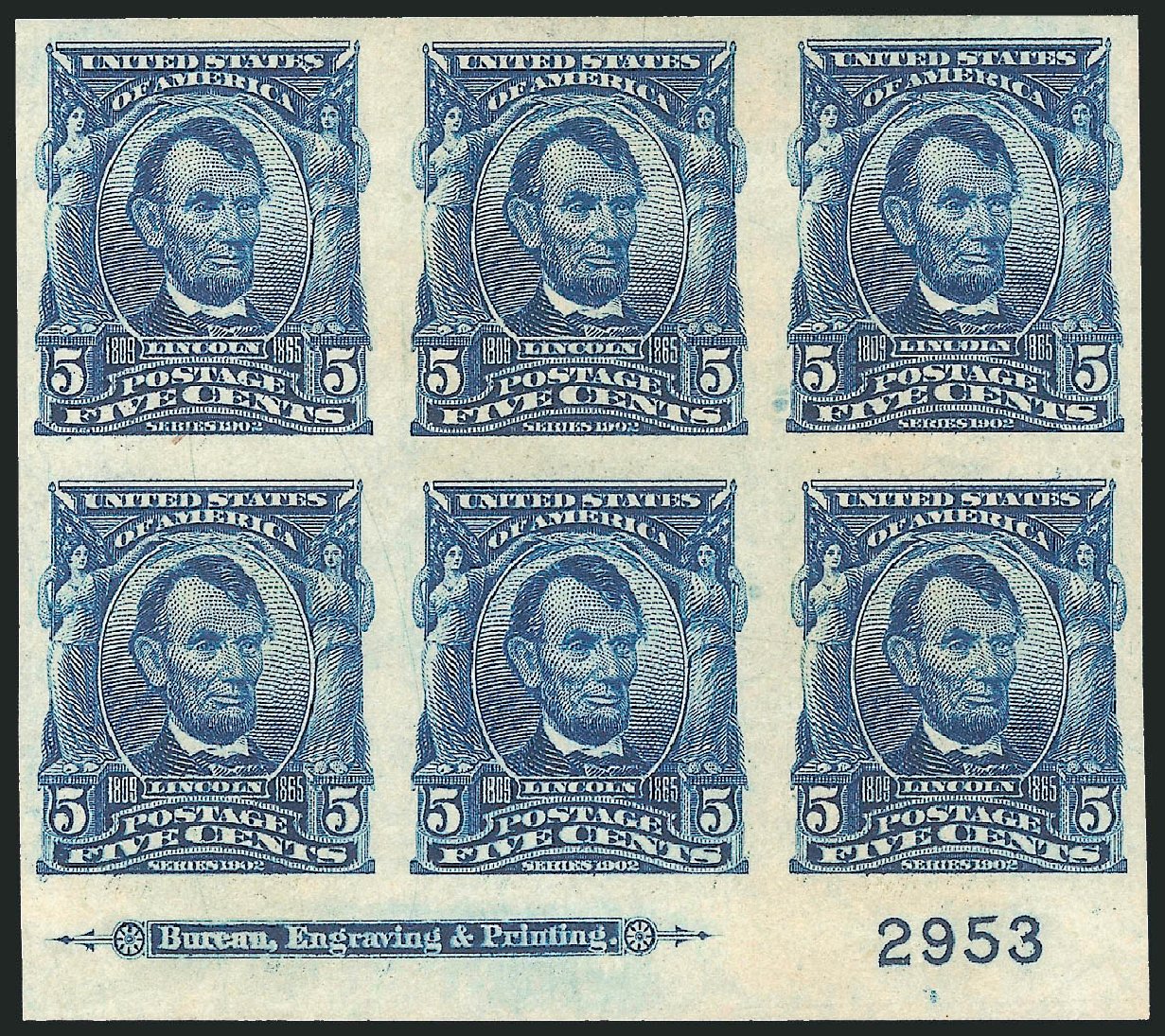 US Stamps Values Scott Catalog # 315 - 5c 1908 Lincoln Imperf. Robert Siegel Auction Galleries, Nov 2013, Sale 1061, Lot 3840