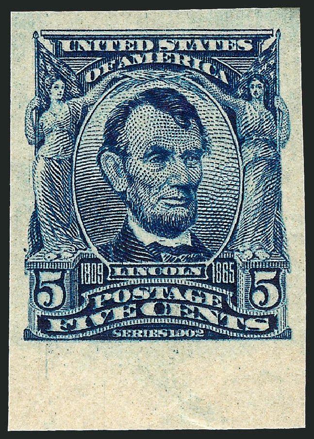 US Stamp Values Scott # 315 - 5c 1908 Lincoln Imperf. Robert Siegel Auction Galleries, Sep 2008, Sale 962, Lot 2630
