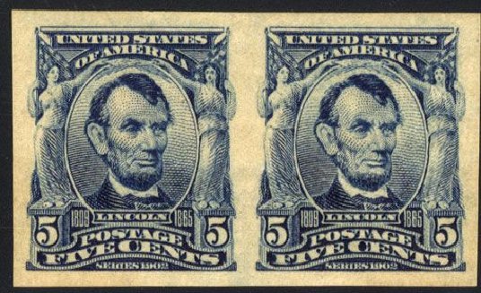 US Stamp Prices Scott # 315 - 1908 5c Lincoln Imperf. Cherrystone Auctions, Mar 2008, Sale 200803, Lot 251