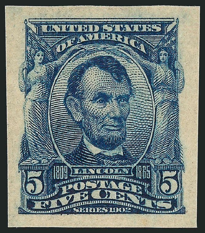 Cost of US Stamps Scott Catalog # 315 - 1908 5c Lincoln Imperf. Robert Siegel Auction Galleries, Jun 2012, Sale 1026, Lot 1371