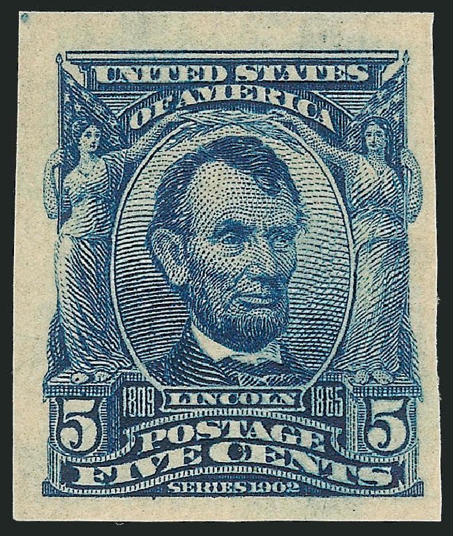US Stamp Values Scott Catalog # 315 - 5c 1908 Lincoln Imperf. Robert Siegel Auction Galleries, Dec 2012, Sale 1037, Lot 1971