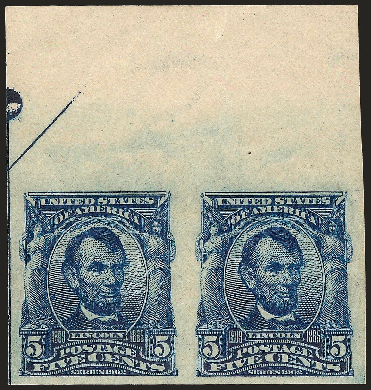 US Stamp Price Scott 315: 5c 1908 Lincoln Imperf. Robert Siegel Auction Galleries, Sep 2009, Sale 968B, Lot 391