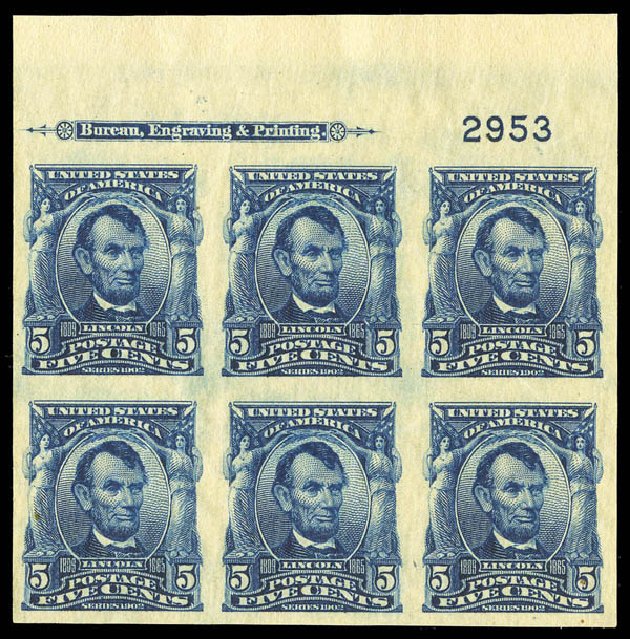US Stamp Prices Scott # 315 - 1908 5c Lincoln Imperf. Matthew Bennett International, Sep 2012, Sale 345, Lot 314
