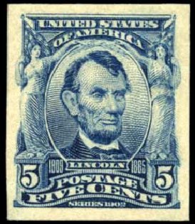 US Stamps Prices Scott Catalog #315: 1908 5c Lincoln Imperf. Harmer-Schau Auction Galleries, Oct 2010, Sale 87, Lot 264