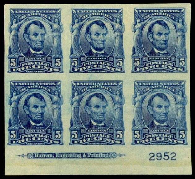 Prices of US Stamps Scott Cat. # 315 - 5c 1908 Lincoln Imperf. Daniel Kelleher Auctions, Dec 2014, Sale 661, Lot 284