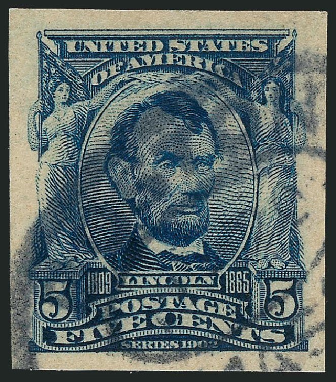 US Stamps Price Scott # 315: 1908 5c Lincoln Imperf. Robert Siegel Auction Galleries, Feb 2015, Sale 1093, Lot 44