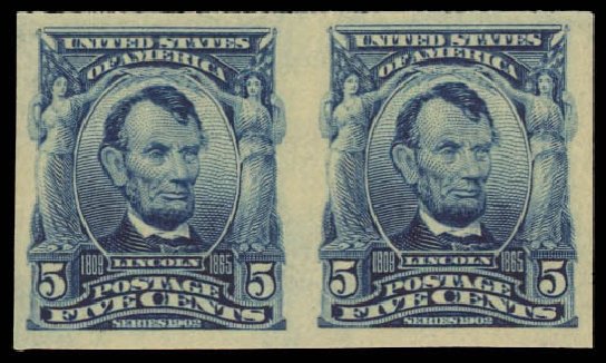 Value of US Stamp Scott Catalog # 315 - 5c 1908 Lincoln Imperf. Daniel Kelleher Auctions, Jun 2012, Sale 630, Lot 1725