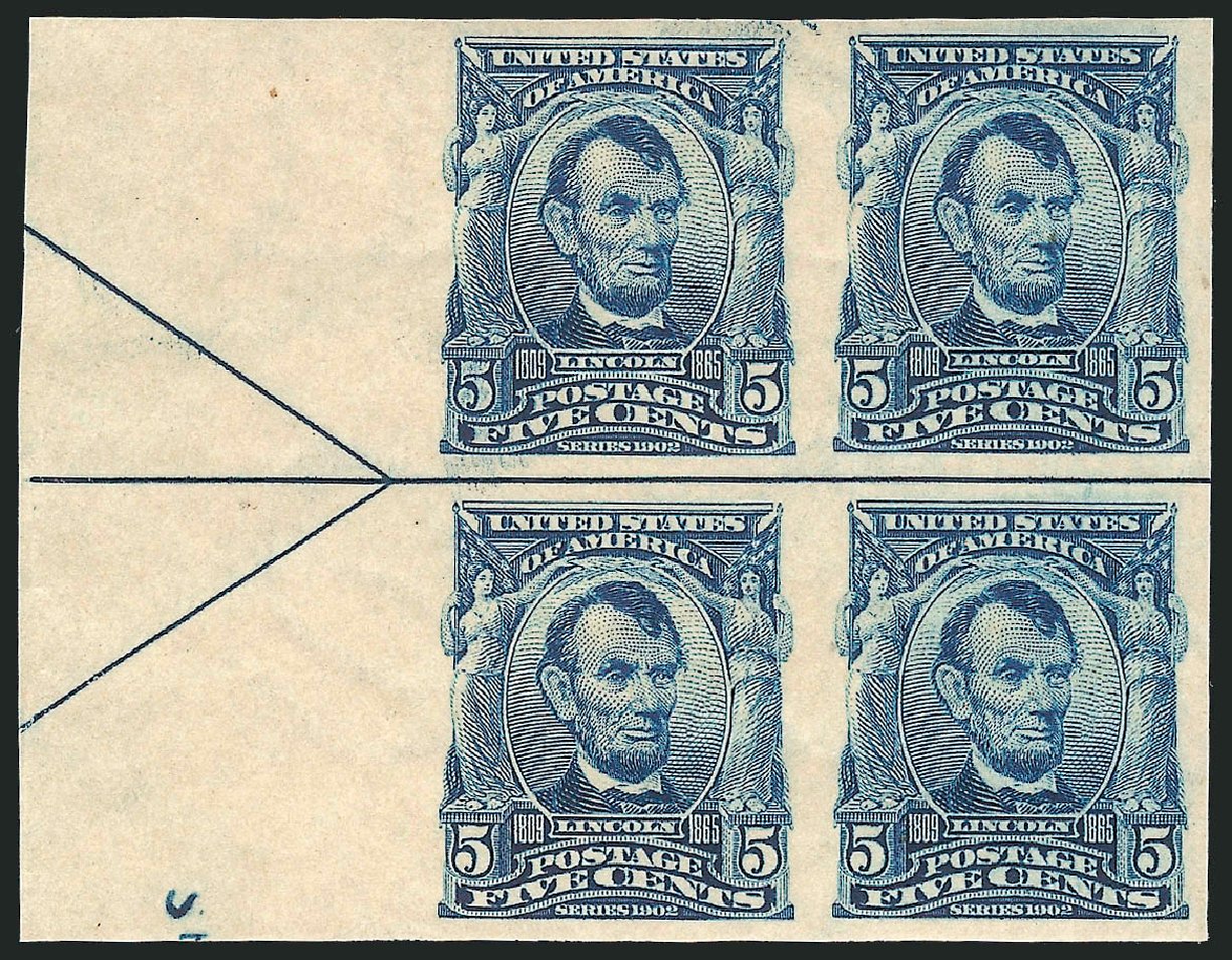 US Stamps Values Scott Catalogue # 315 - 5c 1908 Lincoln Imperf. Robert Siegel Auction Galleries, Feb 2015, Sale 1092, Lot 1275