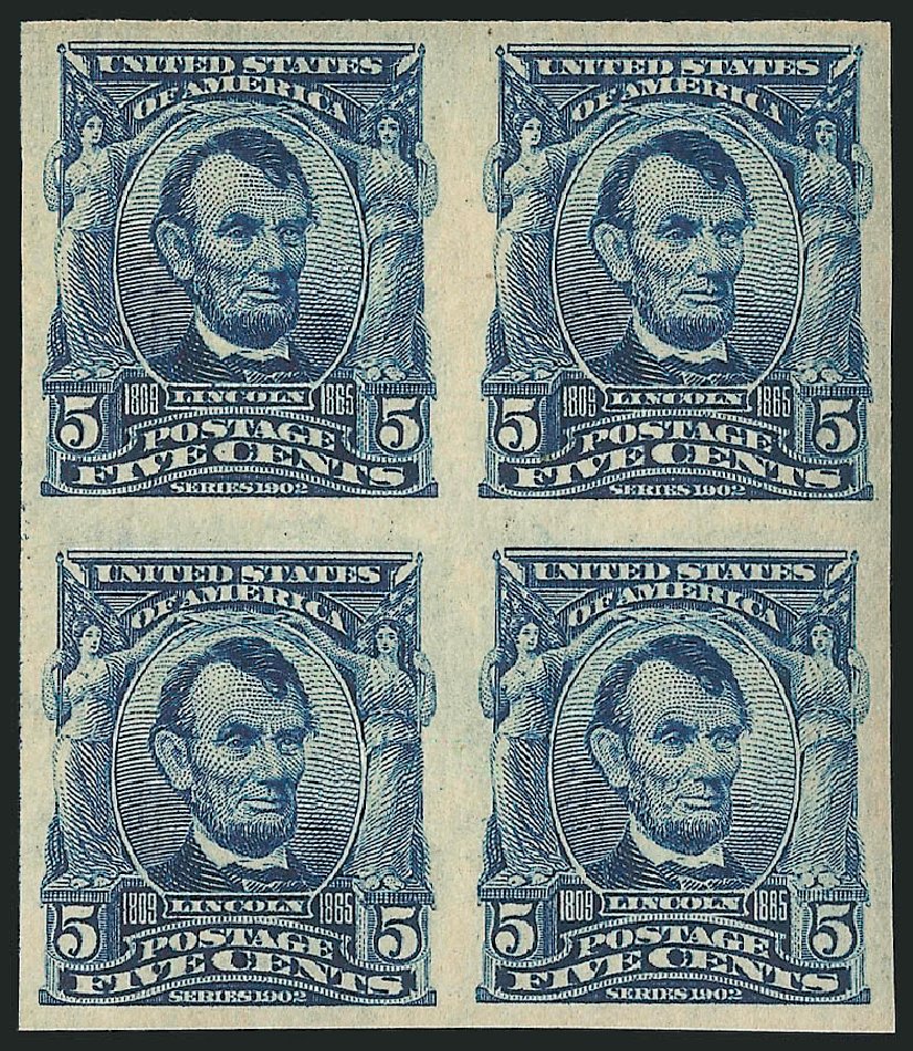 US Stamps Prices Scott Cat. # 315 - 1908 5c Lincoln Imperf. Robert Siegel Auction Galleries, Apr 2015, Sale 1096, Lot 555