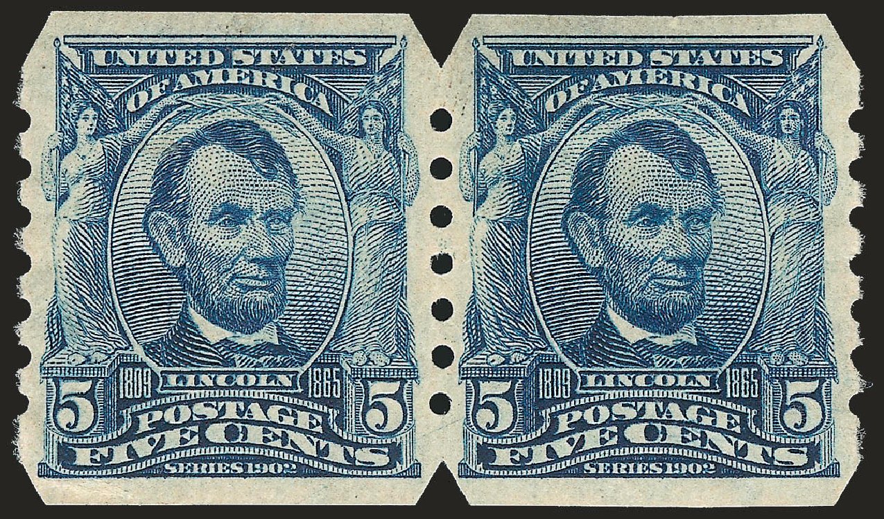 US Stamp Values Scott Cat. 315: 1908 5c Lincoln Imperf. Robert Siegel Auction Galleries, Sep 2009, Sale 976, Lot 1895