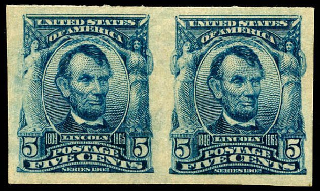 US Stamps Prices Scott Catalogue # 315: 1908 5c Lincoln Imperf. Matthew Bennett International, Jun 2008, Sale 328, Lot 862