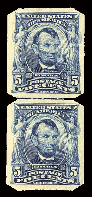 US Stamps Prices Scott Catalogue # 315: 1908 5c Lincoln Imperf. Cherrystone Auctions, Nov 2008, Sale 200811, Lot 1102