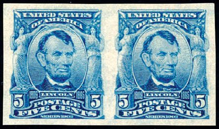 Costs of US Stamp Scott Catalog #315: 5c 1908 Lincoln Imperf. Schuyler J. Rumsey Philatelic Auctions, Apr 2015, Sale 60, Lot 2322