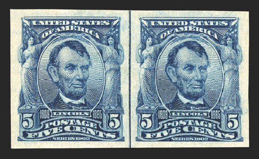 US Stamp Price Scott Catalogue #315 - 1908 5c Lincoln Imperf. Spink Shreves Galleries, Mar 2013, Sale 142, Lot 312
