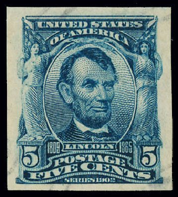 US Stamp Prices Scott Catalog 315 - 5c 1908 Lincoln Imperf. Matthew Bennett International, Jun 2008, Sale 328, Lot 863