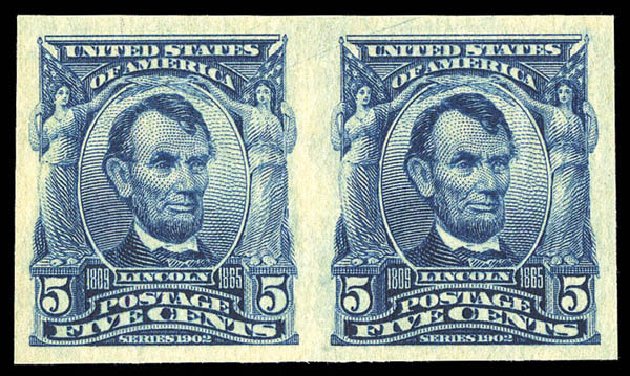 US Stamp Price Scott #315 - 5c 1908 Lincoln Imperf. Matthew Bennett International, Sep 2012, Sale 345, Lot 313