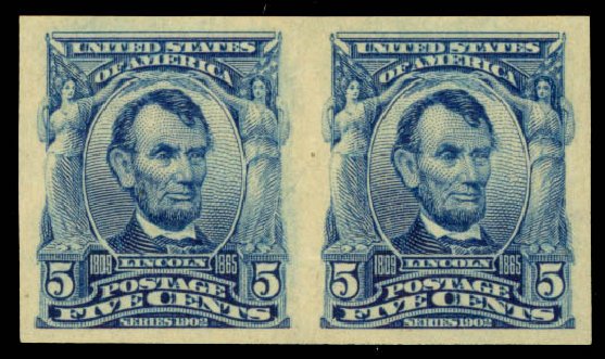 Costs of US Stamps Scott Catalogue #315 - 1908 5c Lincoln Imperf. Daniel Kelleher Auctions, Oct 2014, Sale 660, Lot 2323